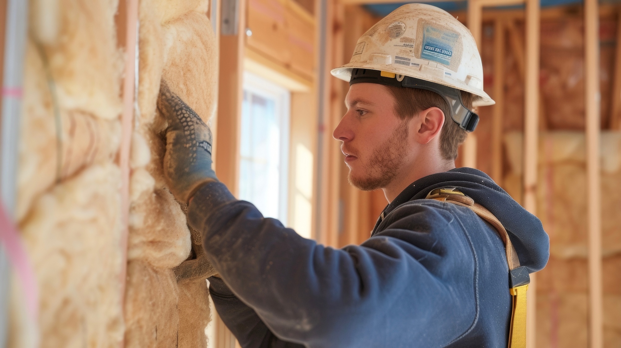 Internal wall insulation being installed in a home