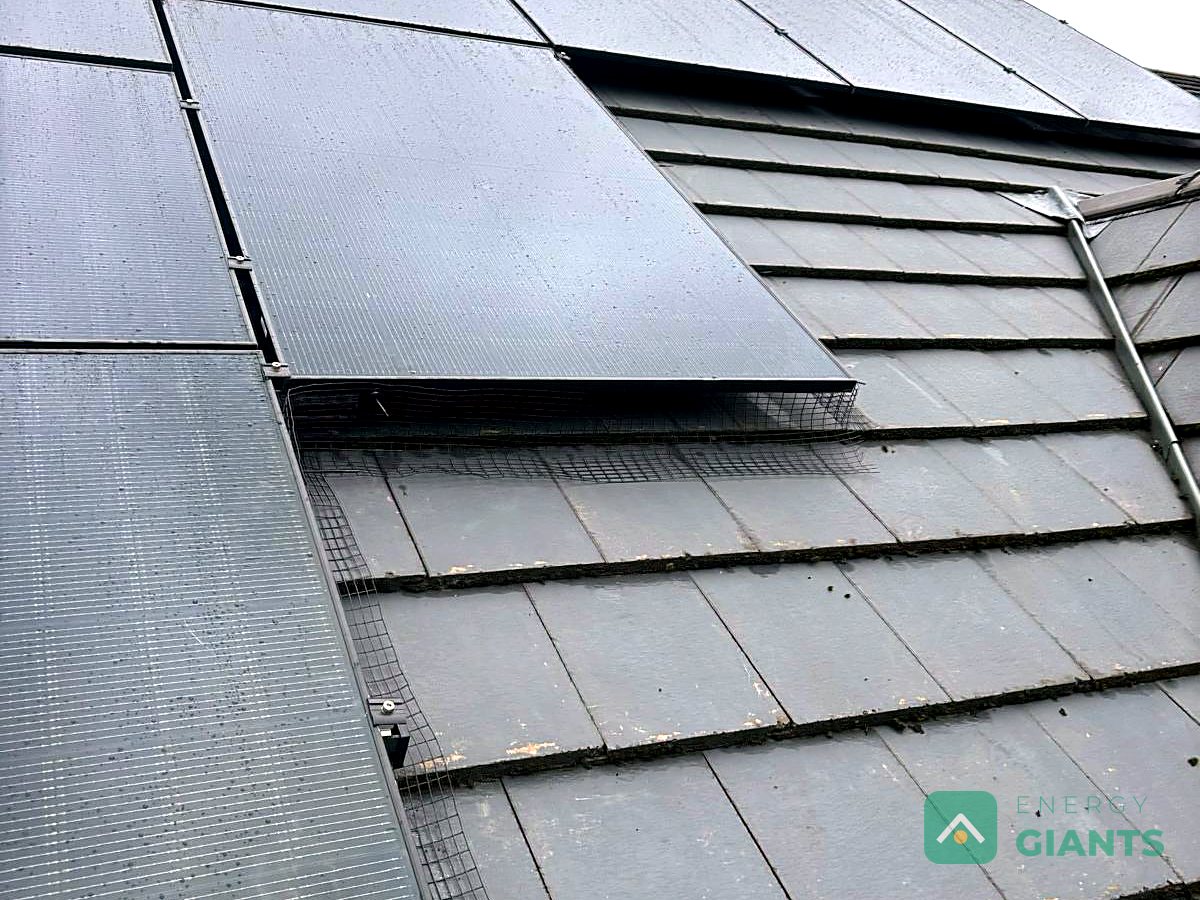 Finished all black panels on the tiled roof